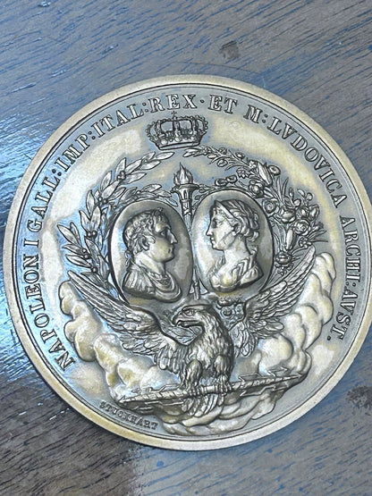 Vintage Monnaie de Paris Napoleon I & Marie Louise Bronze Medal, Stuckhart 1811 Design