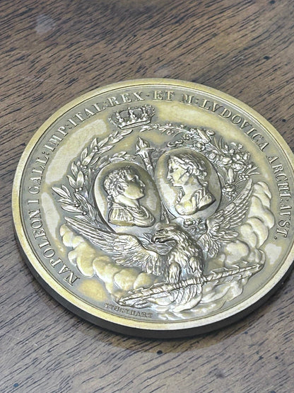 Vintage Monnaie de Paris Napoleon I & Marie Louise Bronze Medal, Stuckhart 1811 Design