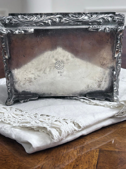 Antique James W. Tufts Boston Quadruple Plate Floral Box, No. 3227