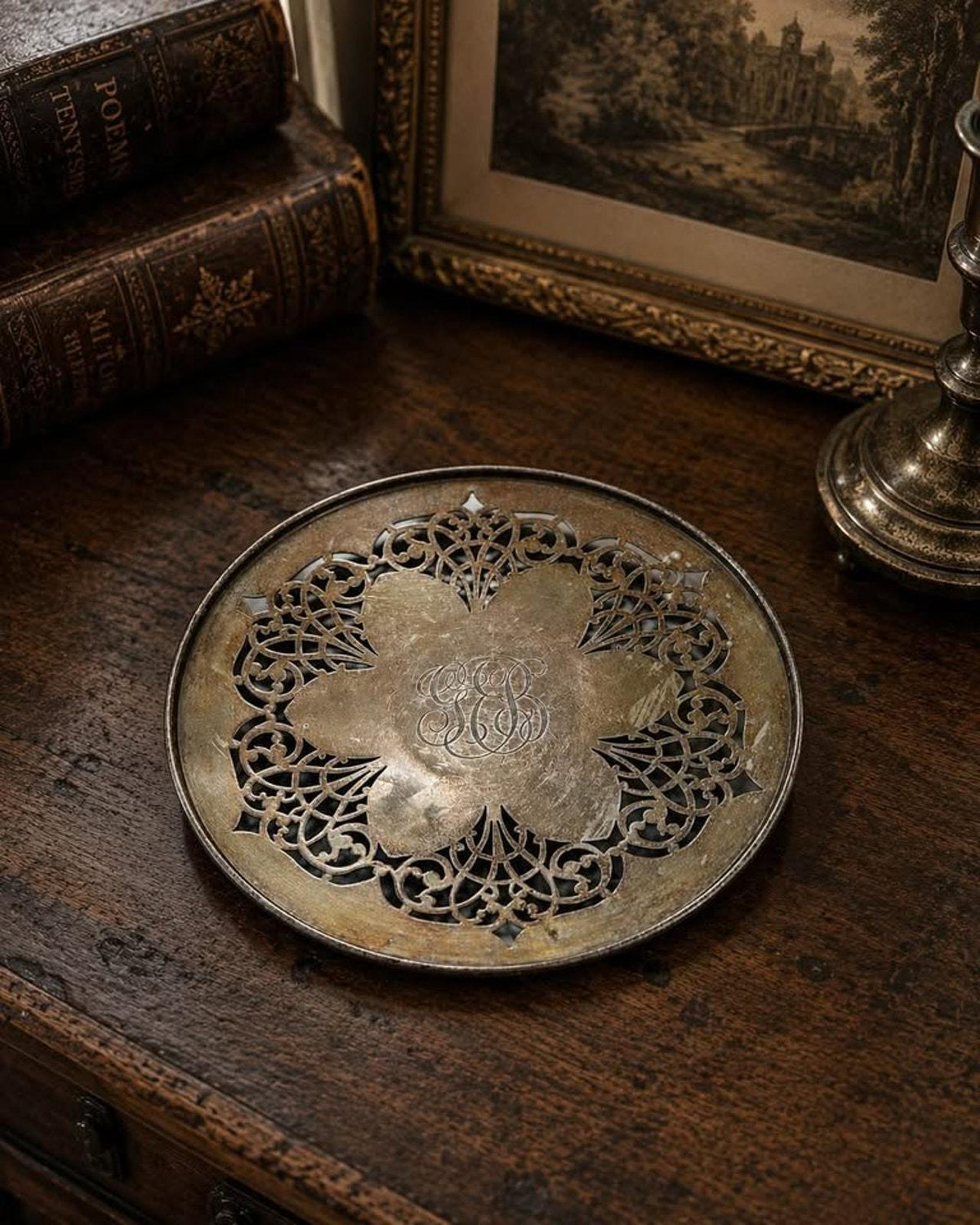 Antique 1911 Gorham Sterling Silver Reticulated Sandwich Plate | Pattern 281A
