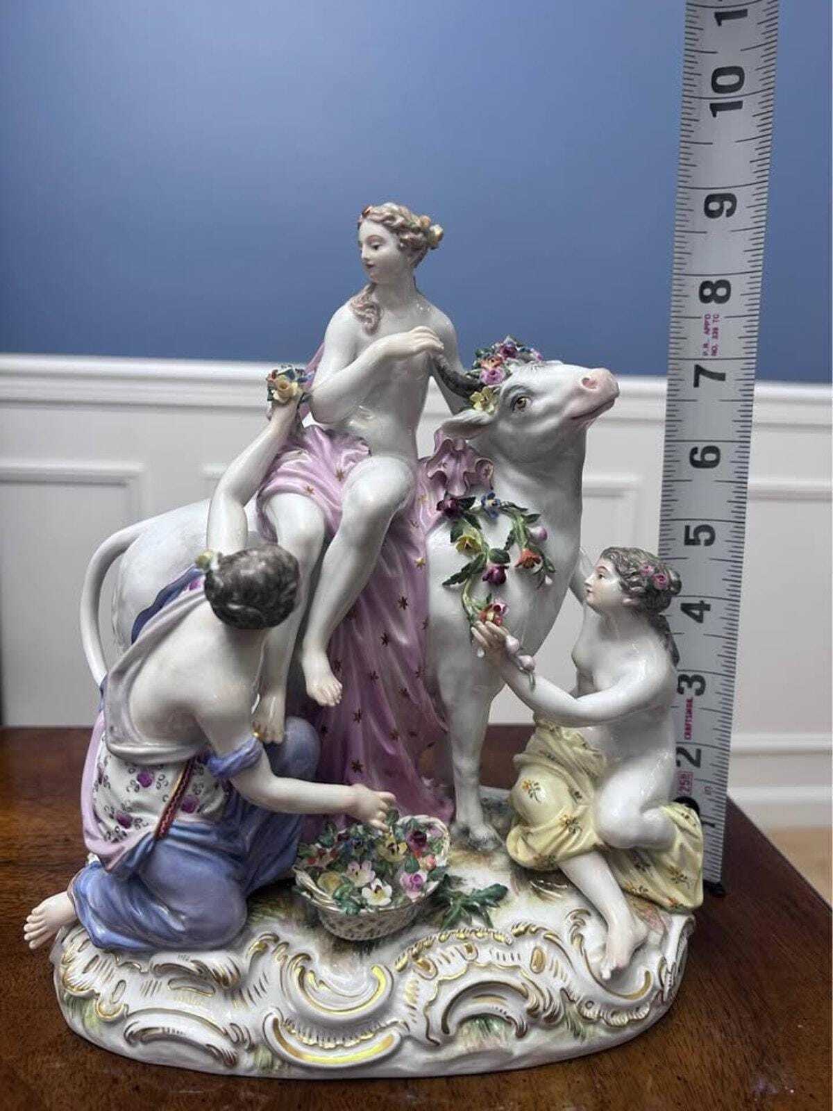 Antique Meissen Porcelain Europa and the Bull Figural Group 2697