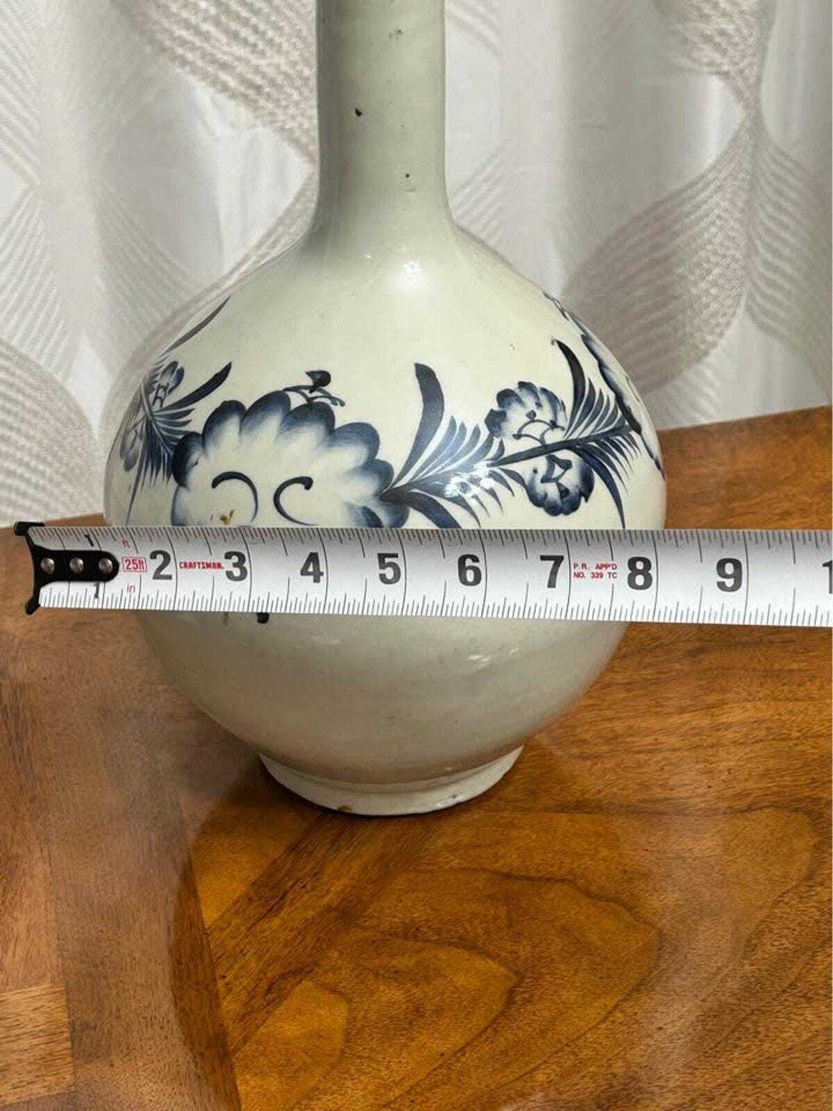 Antique 19th Century Japanese Provincial Sometsuke Blue & White Tokkuri Large Bottle Vase