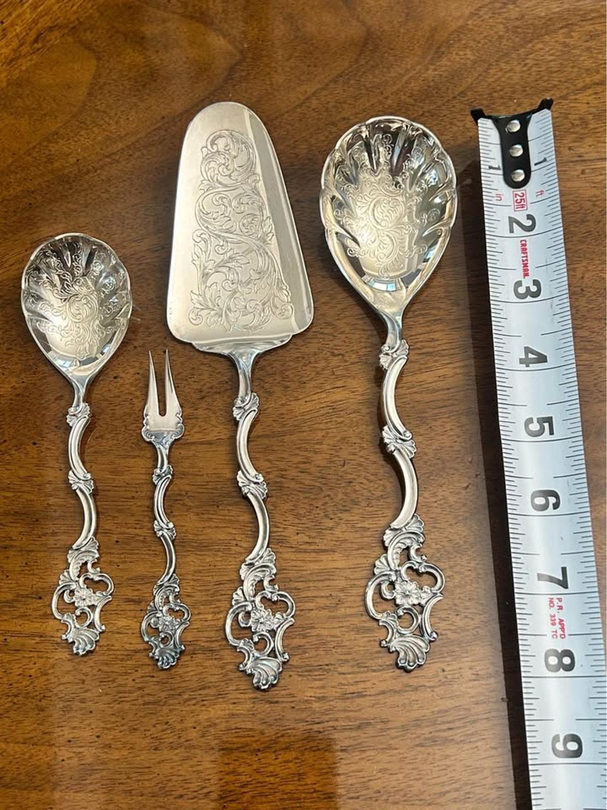 Vintage Thorvald Marthinsen Valdres 830S Silver 4-Piece Serving Set Norway