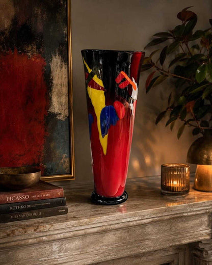 Vintage 2004 Dan and Joi LaChaussee Studio Art Glass Large Abstract Geometric Vase