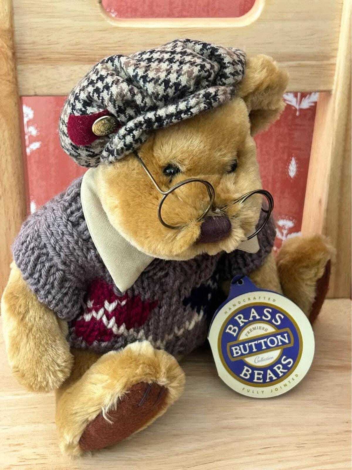 Vintage Pickford Bears Sherwood Brass Button Teddy Bear, Fully Jointed, 10.5 Inch