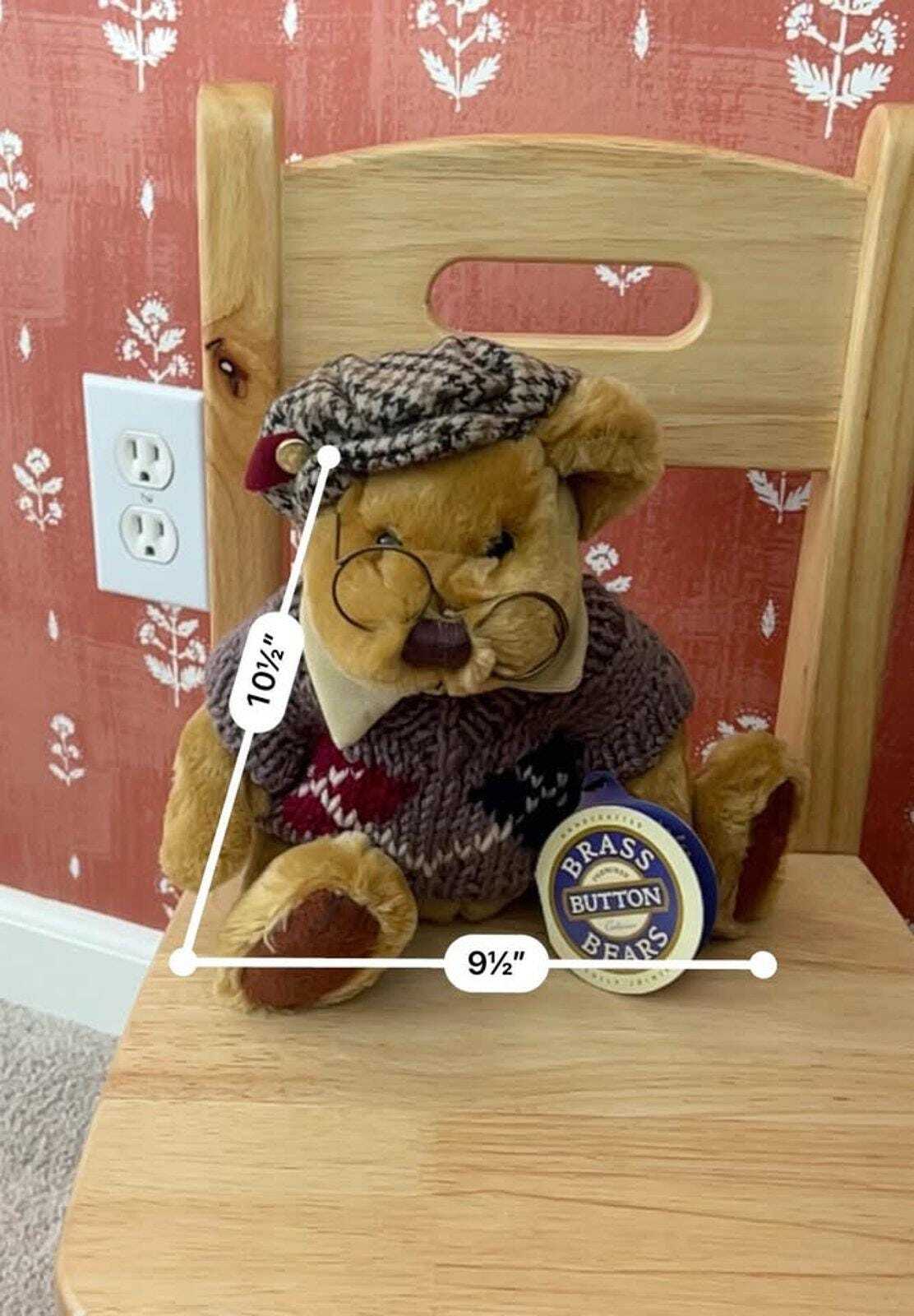 Vintage Pickford Bears Sherwood Brass Button Teddy Bear, Fully Jointed, 10.5 Inch