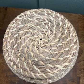 Vintage Sweetgrass Basket | Hand-Woven Lidded Trinket Box
