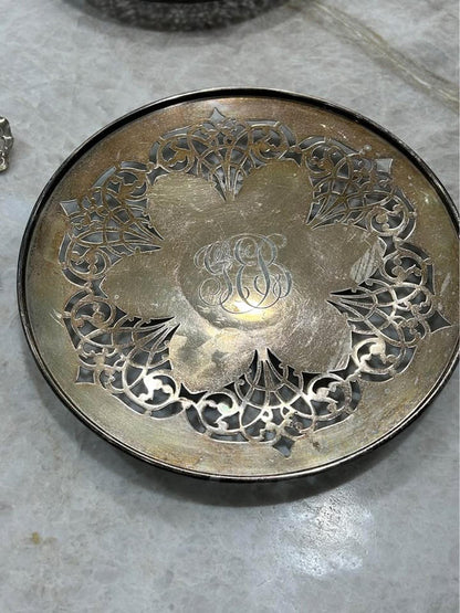 Antique 1911 Gorham Sterling Silver Reticulated Sandwich Plate | Pattern 281A