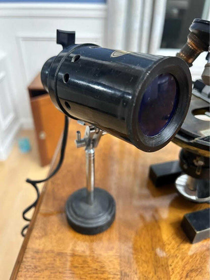 Antique Ernst Leitz Wetzlar Binocular Microscope with Zeiss Stage