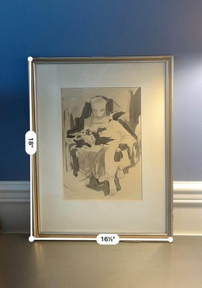 Joseph Capozio Original Ink Wash Drawing - Maxwell Galleries San Francisco 1965