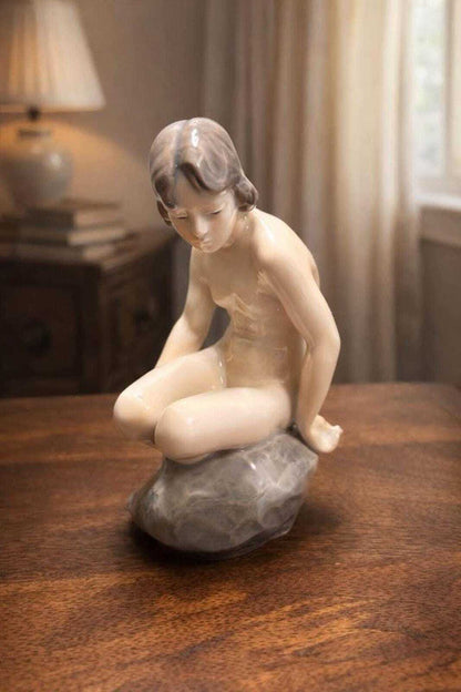 Royal Copenhagen "Seated Nude on Rock" Porcelain Figurine #4027