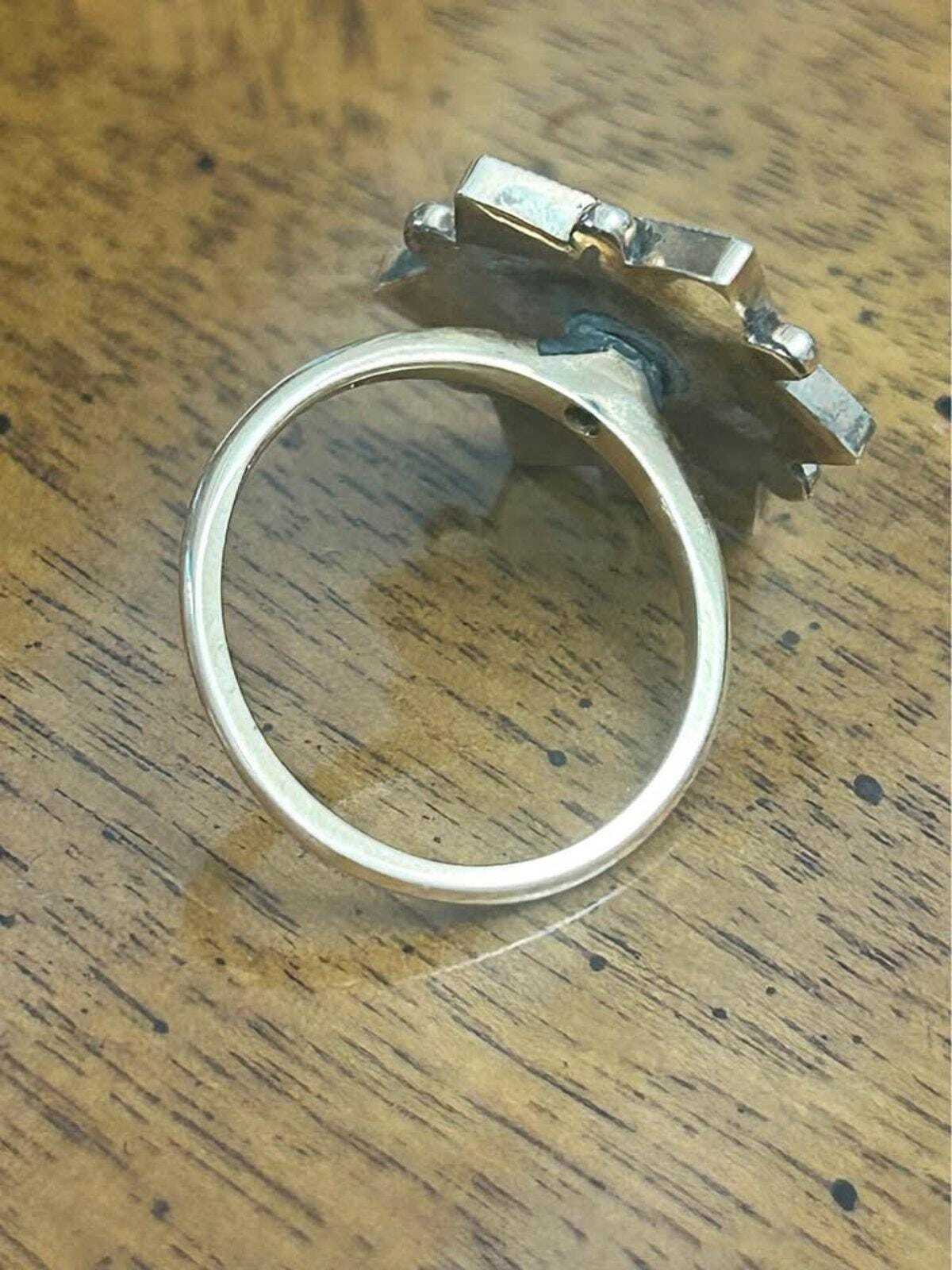 Vintage 14K Gold Black Onyx Geometric Star Ring Size 6