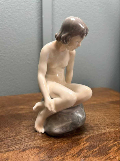 Royal Copenhagen "Seated Nude on Rock" Porcelain Figurine #4027