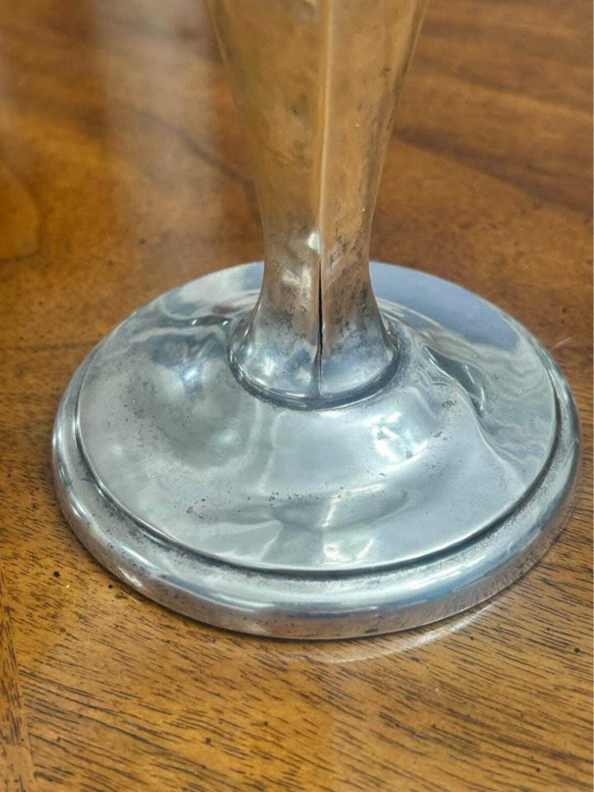 Antique Watson Company Hammered Sterling Silver Paneled Vase Pierced Rim 10"
