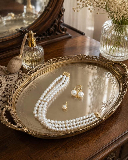 Vintage 14K Gold Pearl and Diamond Jewelry Set