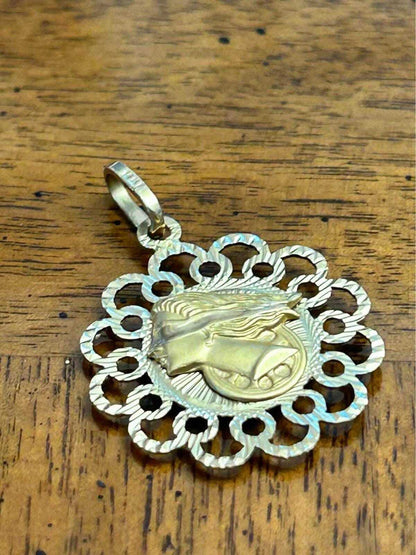 Vintage 14K Solid Gold Reversible Queen Nefertiti & Lady Justice Medallion Pendant