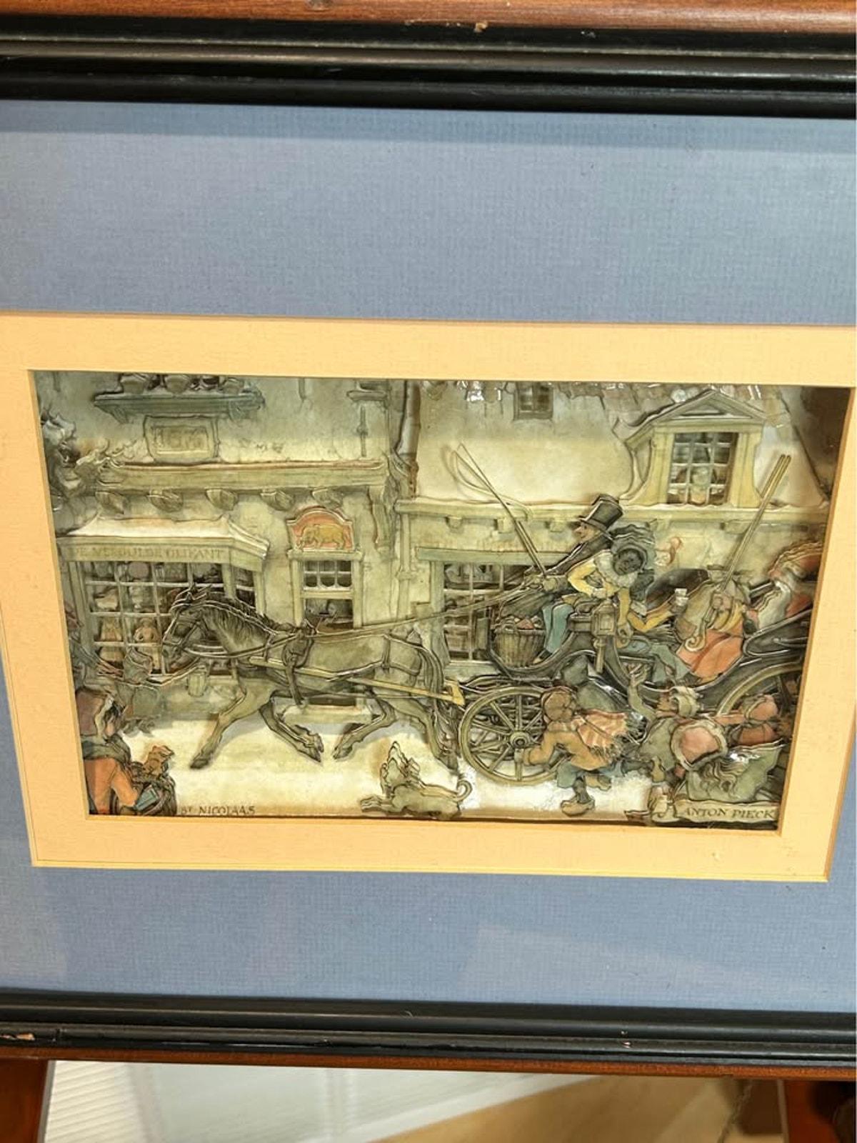 Vintage Anton Pieck 3D Shadow Box St. Nicolaas Winter Scene 1970s