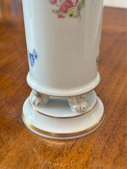 Antique Meissen Porcelain Footed Vase Deutsche Blumen Floral Gilt