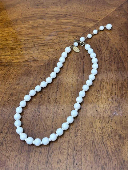 Vintage Miriam Haskell White Beaded Single Strand Choker Necklace
