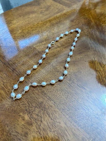 Vintage 14k Gold Wire Wrapped Freshwater Pearl Necklace, Pastel Baroque Pearls