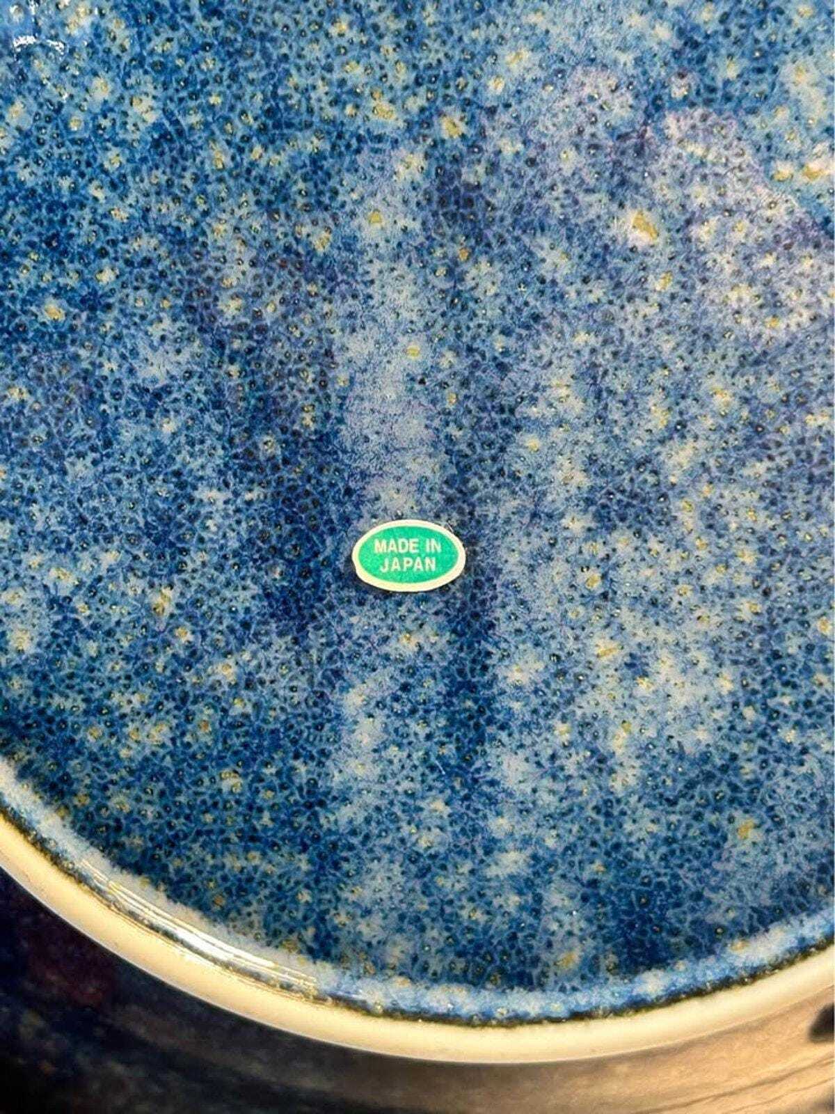 Vintage Japanese Blue Crane Plate – Gilded Flying Cranes, Gold Rim (8 Inch)