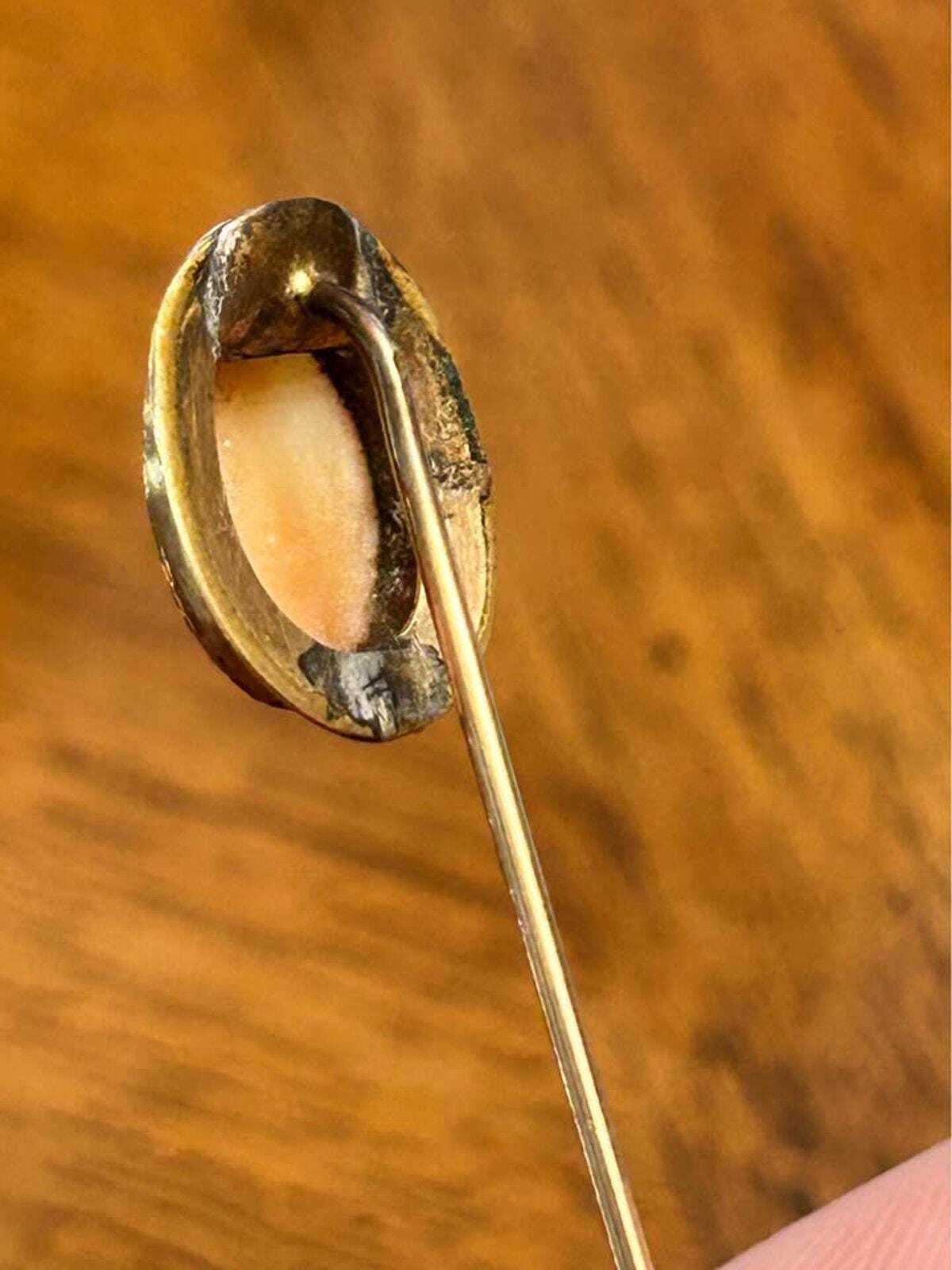 Antique Victorian Rebecca at the Well Scenic Cameo Stick Pin