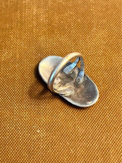 Vintage Hopi Sterling Silver Overlay Ring Split Shank Native American - Size 6