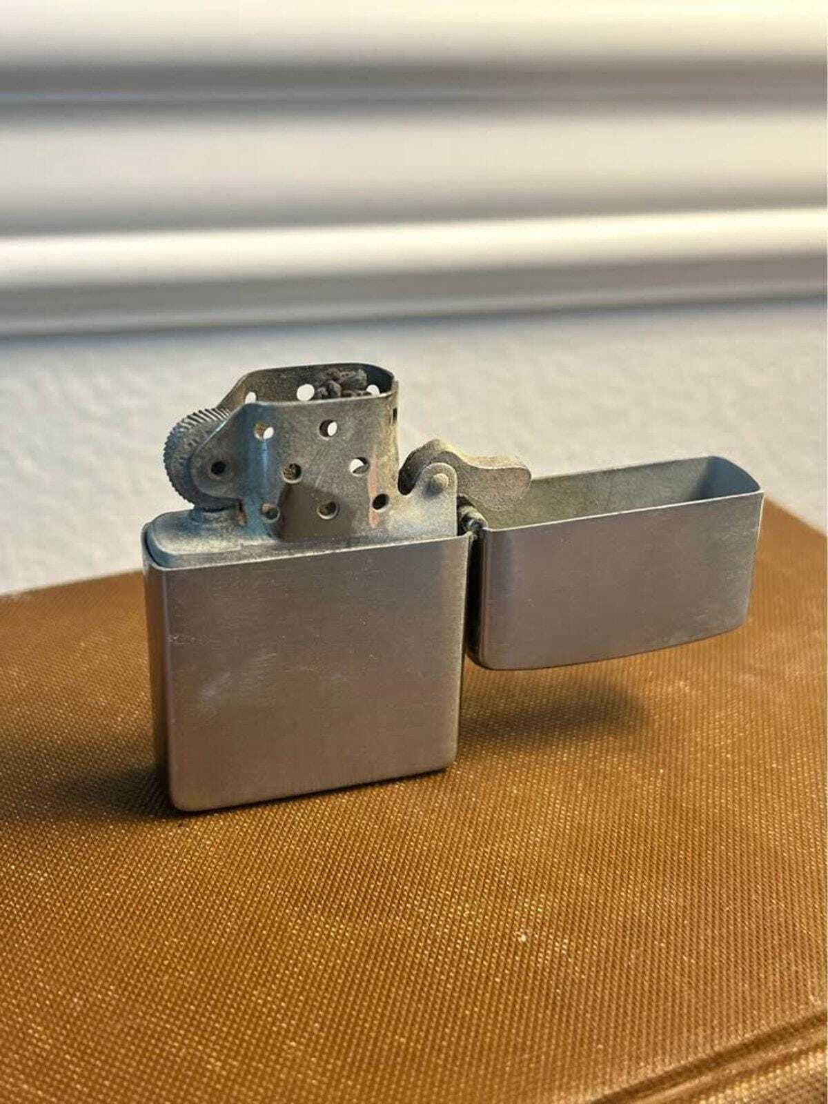 Vintage 1953-1955 Zippo Windproof Lighter in Original Candy Stripe Box | Brushed Chrome Pat. 2517191