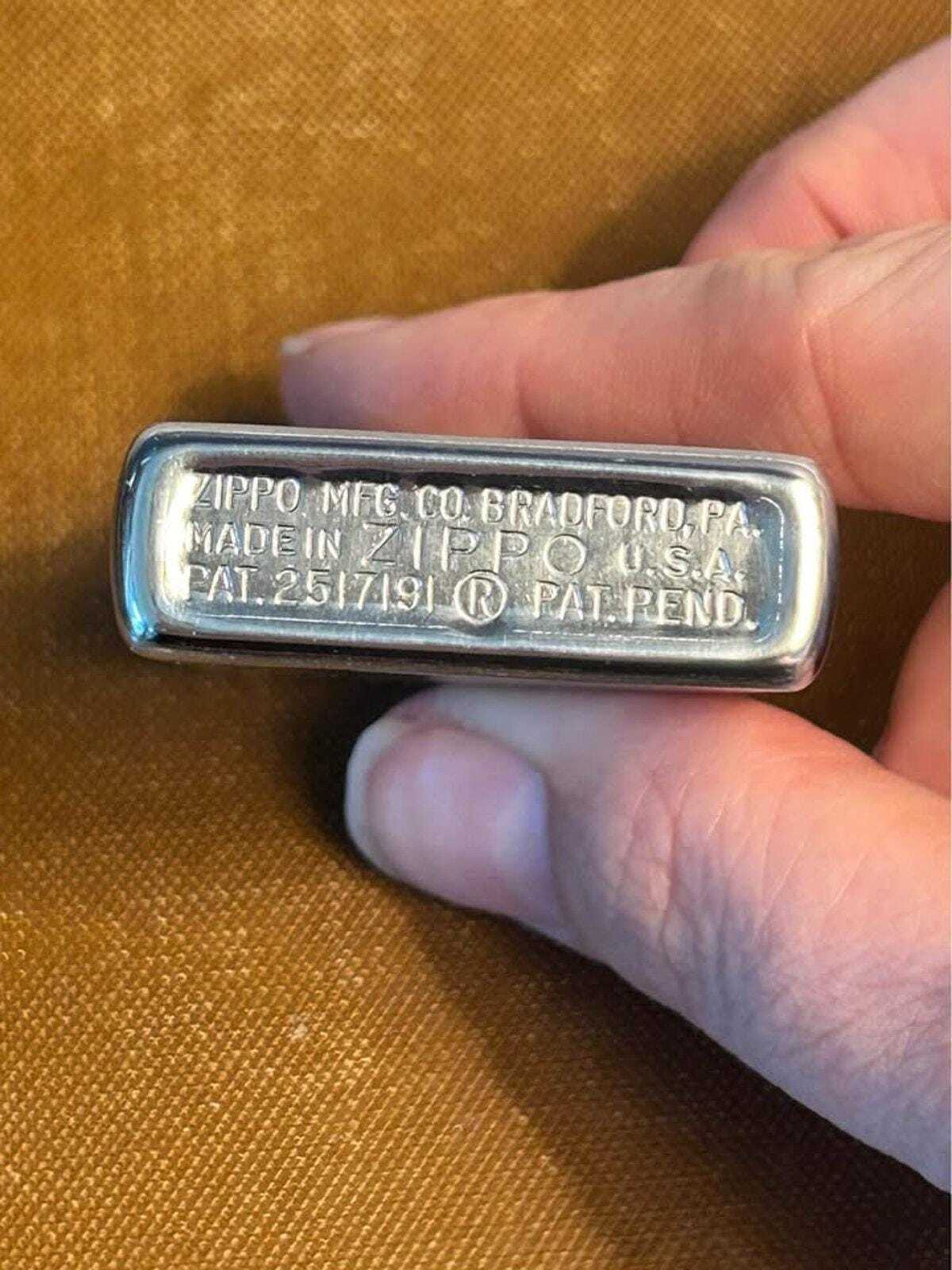 Vintage 1953-1955 Zippo Windproof Lighter in Original Candy Stripe Box | Brushed Chrome Pat. 2517191