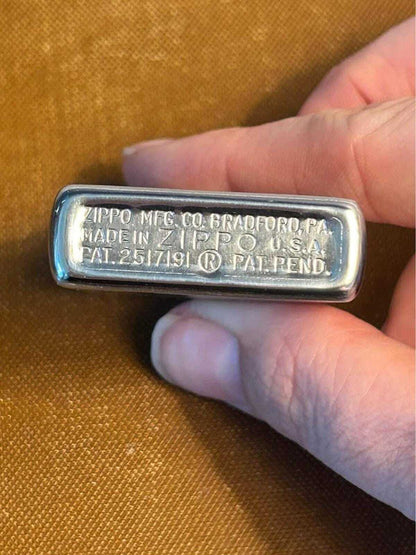 Vintage 1953-1955 Zippo Windproof Lighter in Original Candy Stripe Box | Brushed Chrome Pat. 2517191