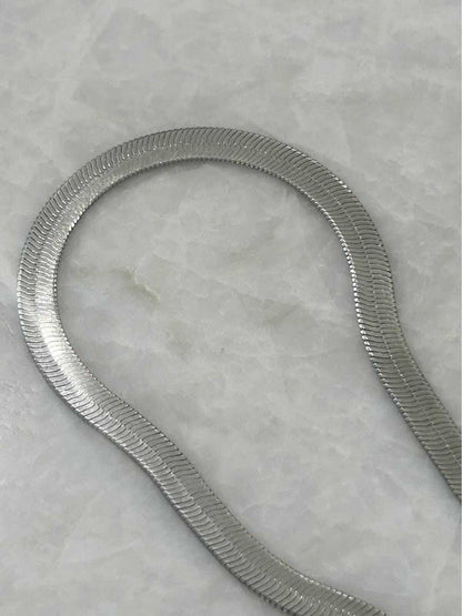 Sterling Silver Herringbone Bracelet Vintage 925 Flat Snake Chain 8 Inch