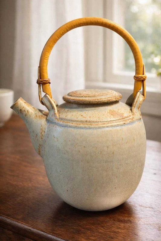 Isaac Grimball Signed Studio Pottery Teapot with Leaf Mark