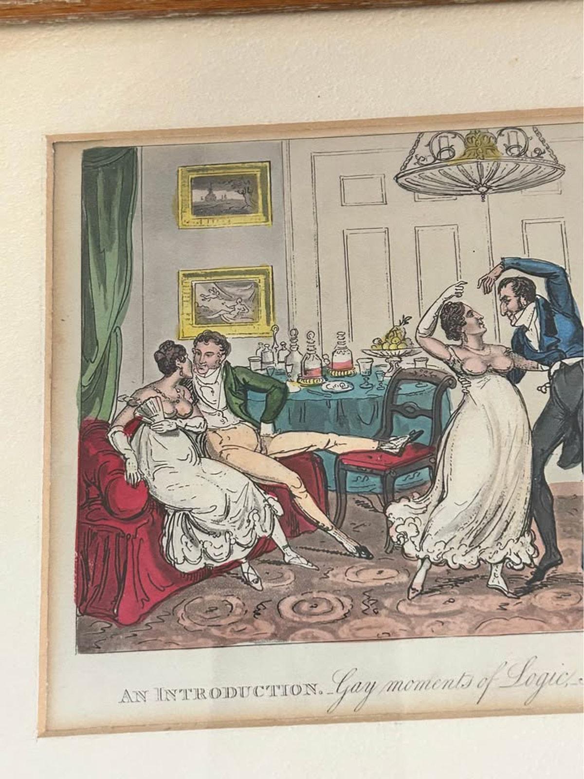 Antique 1821 I.R. & G. Cruikshank Life in London Aquatint Satirical Prints
