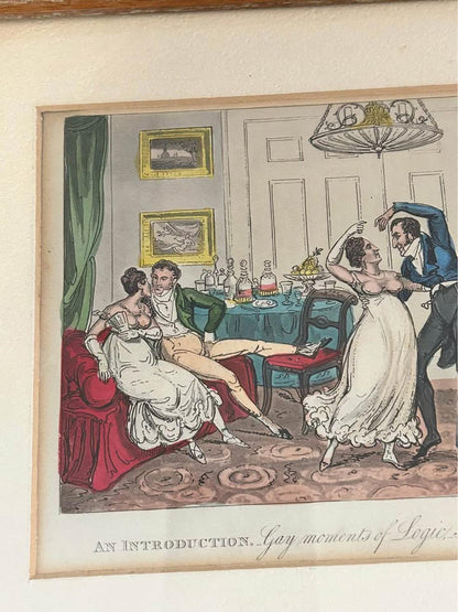 Antique 1821 I.R. & G. Cruikshank Life in London Aquatint Satirical Prints