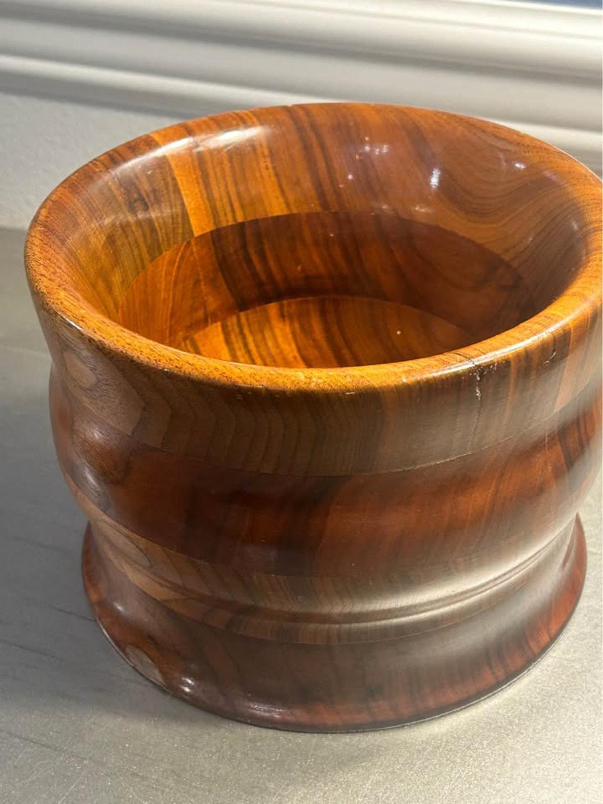 Mid Century Modern Hand Turned Danish Teak Sculptural Bowl - Heavy Weighted Base