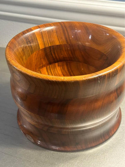 Mid Century Modern Hand Turned Danish Teak Sculptural Bowl - Heavy Weighted Base