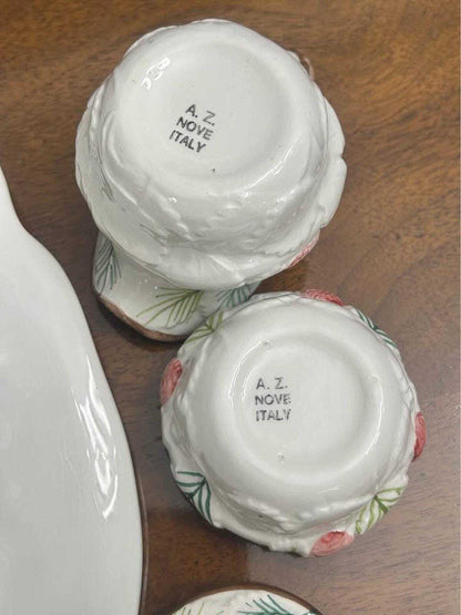 Vintage A.Z. Nove for Tiffany & Co. Majolica Strawberry Cabaret Set