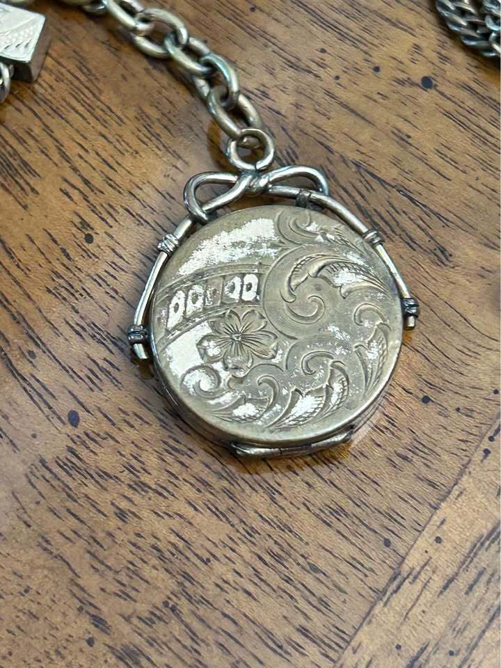 Antique Victorian Gold Filled Multi-Strand Albert Watch Chain with Photo Locket