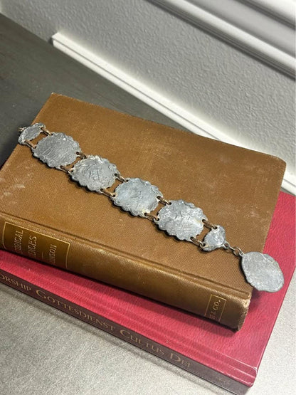 Vintage Mexican Silver Don Quixote Story Bracelet, Mid-Century Relief Panel Jewelry