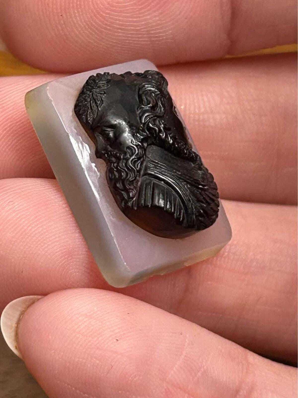 Antique Unmounted Sardonyx Hardstone Cameo Janus Double Head Profile