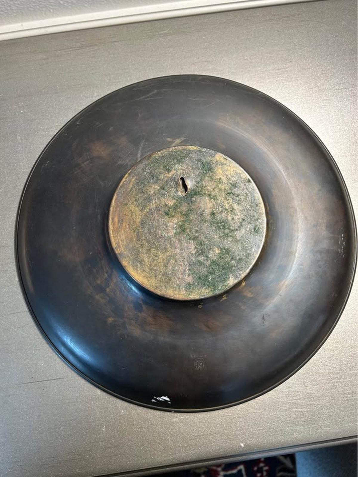 Pal-Bell Israel Mid-Century Bronze Patina Plate "Sowers in Tears"