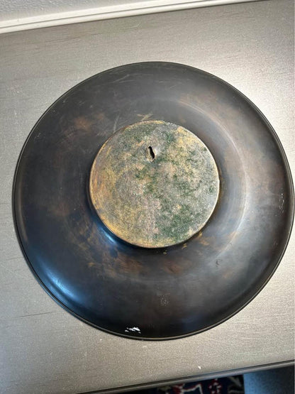 Pal-Bell Israel Mid-Century Bronze Patina Plate "Sowers in Tears"