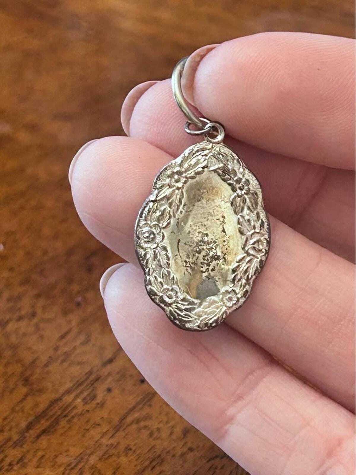Antique S. Kirk & Son Sterling Silver Floral Repousse Keychain Tag