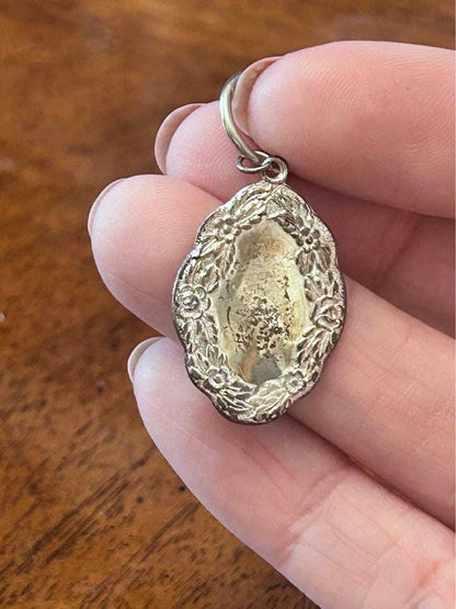 Antique S. Kirk & Son Sterling Silver Floral Repousse Keychain Tag