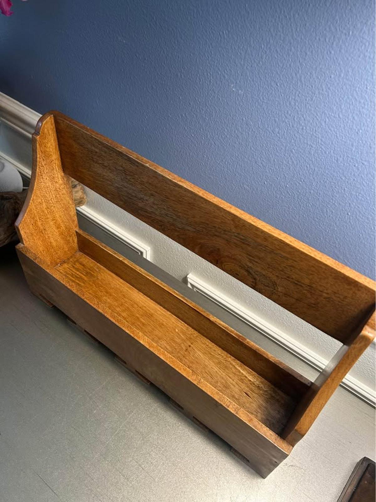 Handcrafted Mango Wood Wall-Mounted Wine Rack & Glass Holder