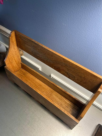 Handcrafted Mango Wood Wall-Mounted Wine Rack & Glass Holder