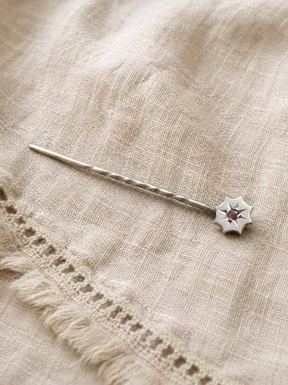 Antique 9ct Gold and Garnet Star Stick Pin, Victorian Edwardian Tie Pin