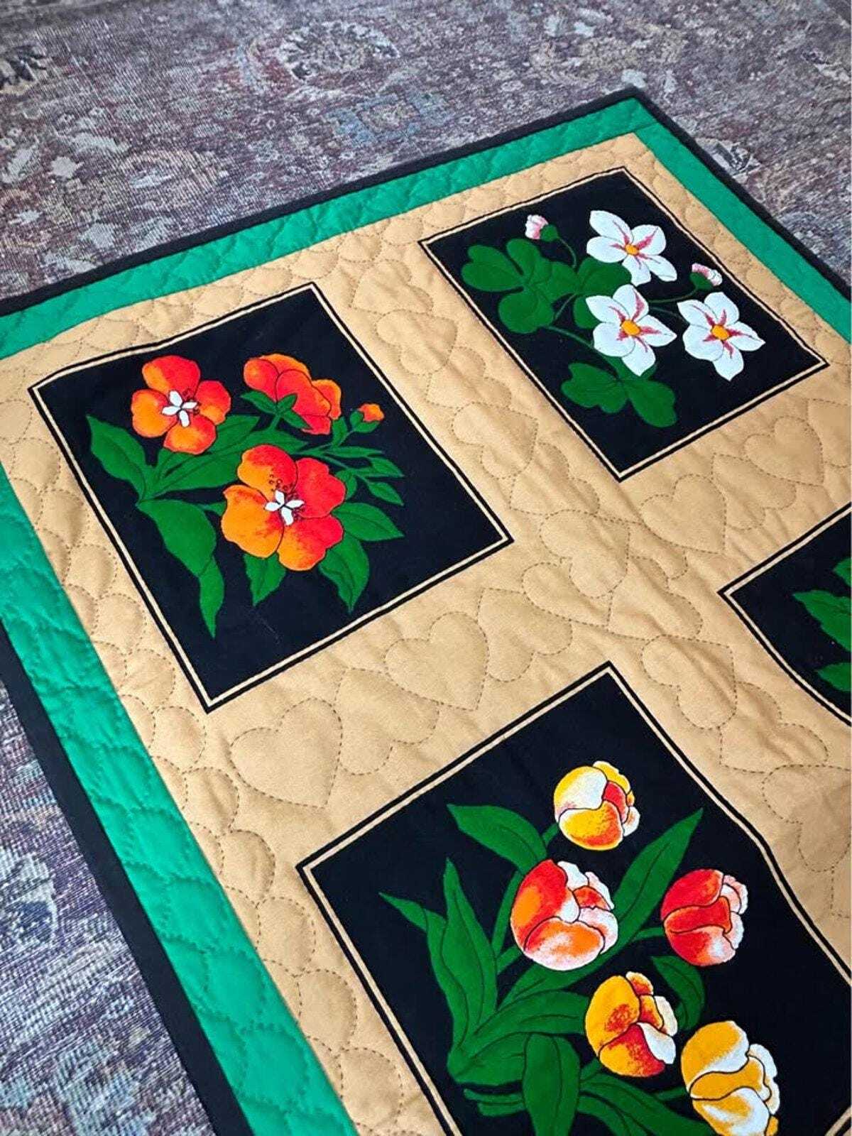Pat Klem "Garden Windows" Hand-Quilted Wall Hanging (1991)