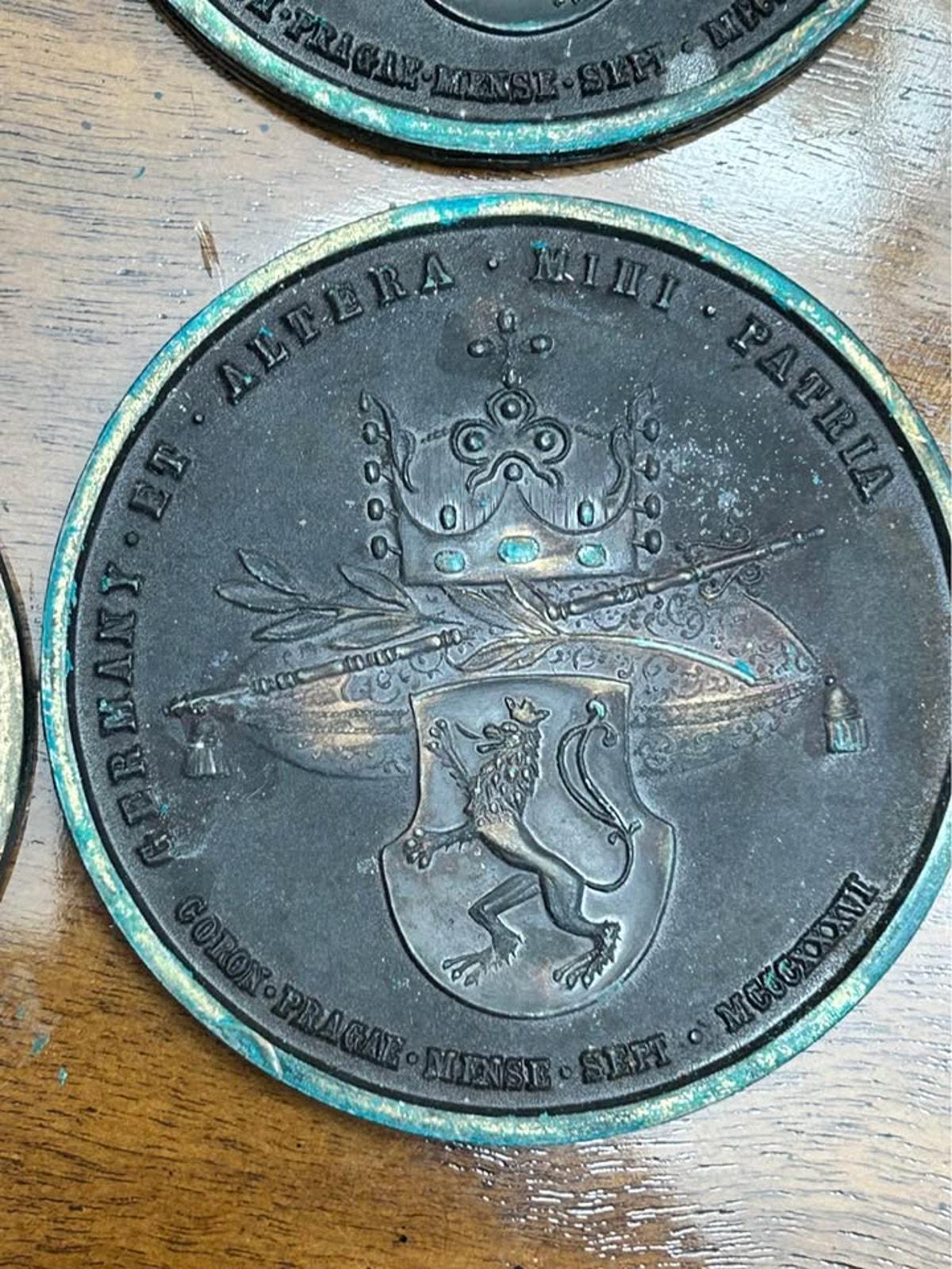 Antique 1836 Maria Anna Bohemian Coronation Bronze Replica Medals Set of 6