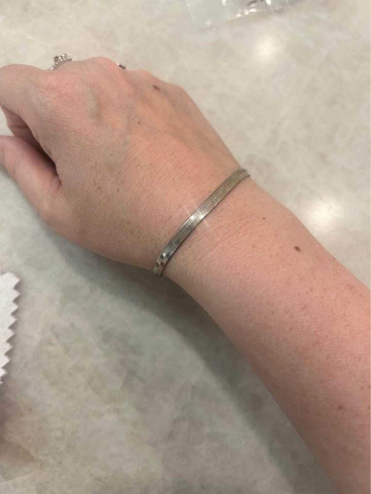 Sterling Silver Herringbone Bracelet Vintage 925 Flat Snake Chain 8 Inch
